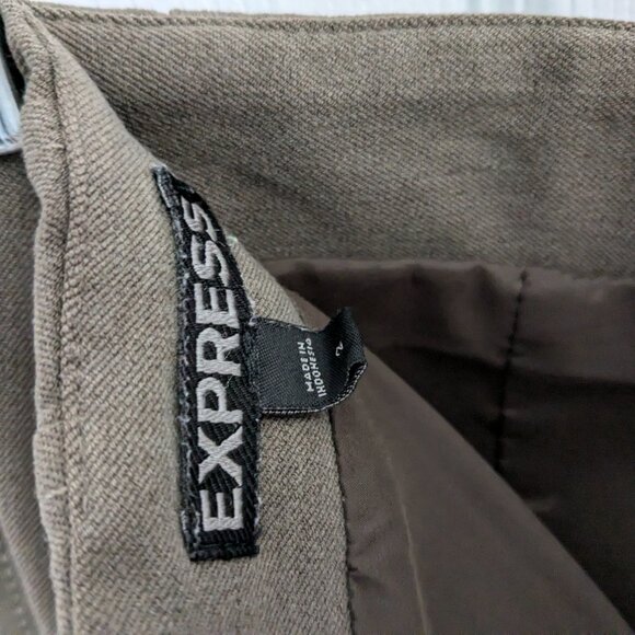 Express Women's Pencil Skirt, Size 2, Brown, Zipper Back, Lined, Layered Vent - Picture 8 of 10